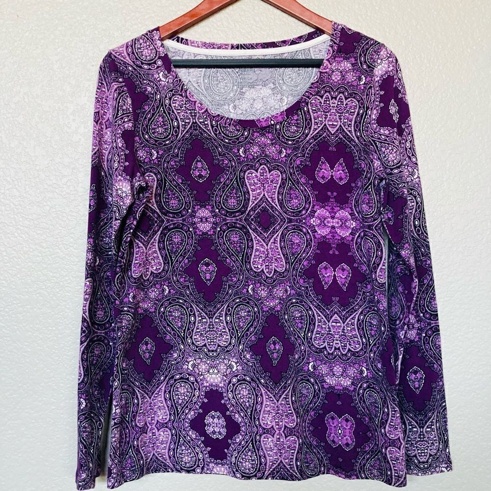 Rafaella Weekend Purple Paisley Soft Stretch Top S